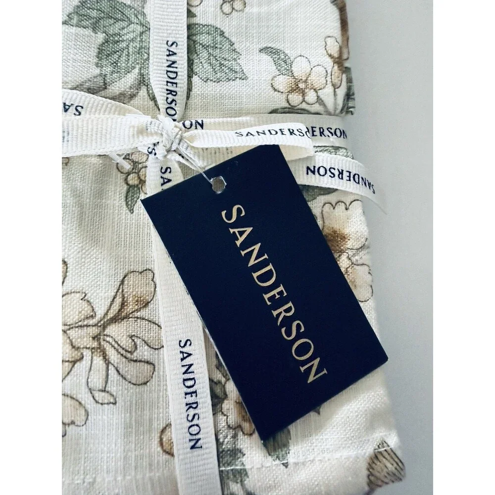 Sanderson Fabric Napkins Chiswick Grove Floral Birds 100% Cotton 20x20